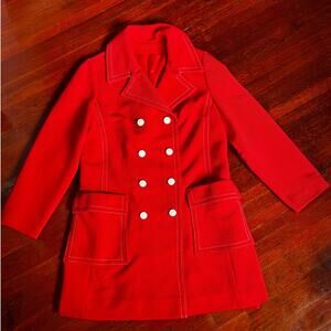 Vintage 60s Betty Rose ILGWU Red White Light Coat Mod Jacket Small Medium Retro